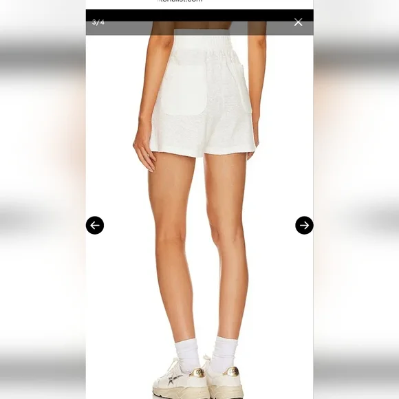 Monrow Easy Shorts Women's High Waist Pull On Cream Ivory Shorts - Picture 3 of 7